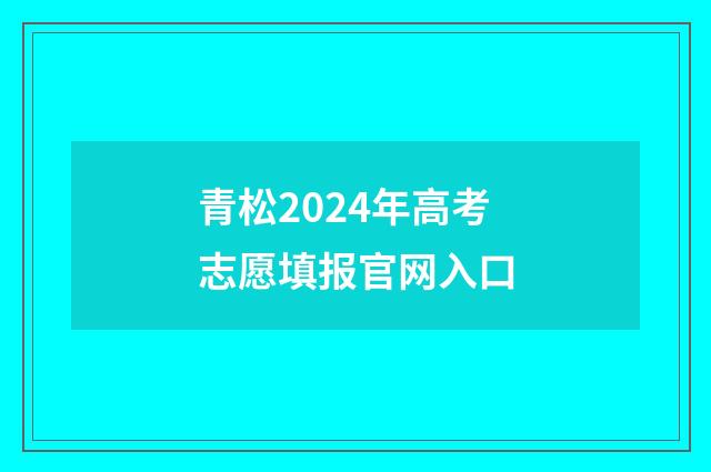 青松2024年高考志愿填报官网入口