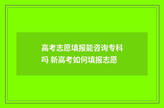 高考志愿填报能咨询专科吗 新高考如何填报志愿