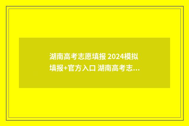 湖南高考志愿填报 2024模拟填报+官方入口 湖南高考志愿填报表