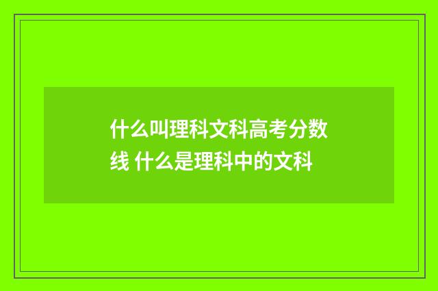 什么叫理科文科高考分数线 什么是理科中的文科