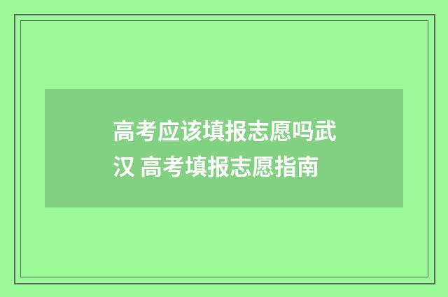 高考应该填报志愿吗武汉 高考填报志愿指南