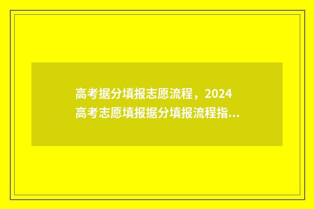 高考据分填报志愿流程，2024高考志愿填报据分填报流程指南 高考分数填报参考系统