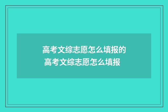 高考文综志愿怎么填报的 高考文综志愿怎么填报