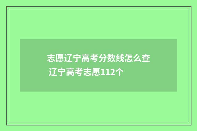 志愿辽宁高考分数线怎么查 辽宁高考志愿112个