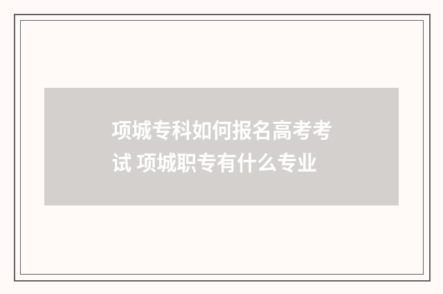 项城专科如何报名高考考试 项城职专有什么专业
