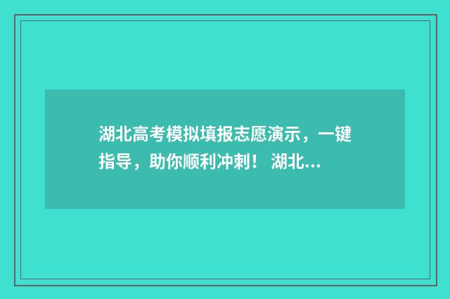 湖北高考模拟填报志愿演示,一键指导,助你顺利冲刺! 湖北高考模拟填报志愿系统