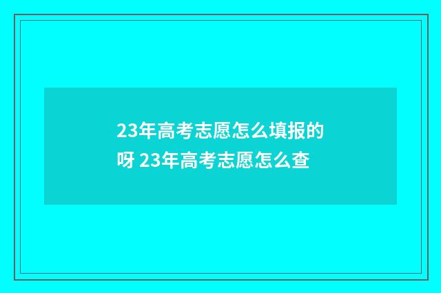 23年高考志愿怎么填报的呀 23年高考志愿怎么查