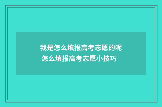 我是怎么填报高考志愿的呢 怎么填报高考志愿小技巧
