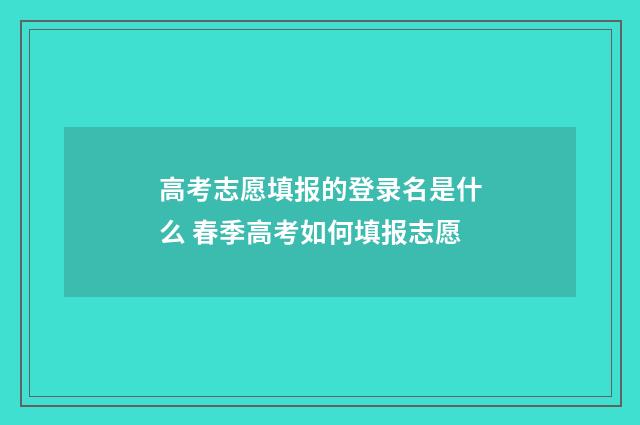 高考志愿填报的登录名是什么 春季高考如何填报志愿
