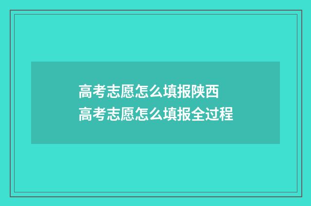 高考志愿怎么填报陕西 高考志愿怎么填报全过程