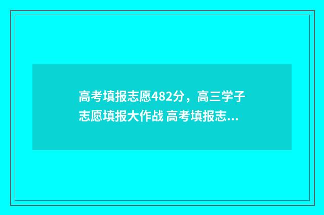 高考填报志愿482分，高三学子志愿填报大作战 高考填报志愿的方法与步骤
