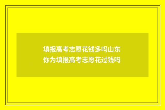 填报高考志愿花钱多吗山东 你为填报高考志愿花过钱吗