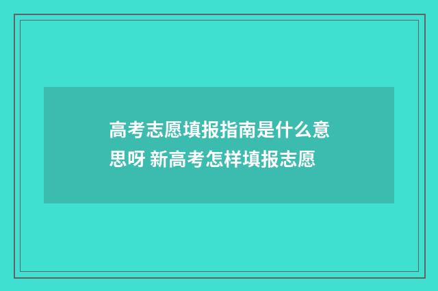 高考志愿填报指南是什么意思呀 新高考怎样填报志愿
