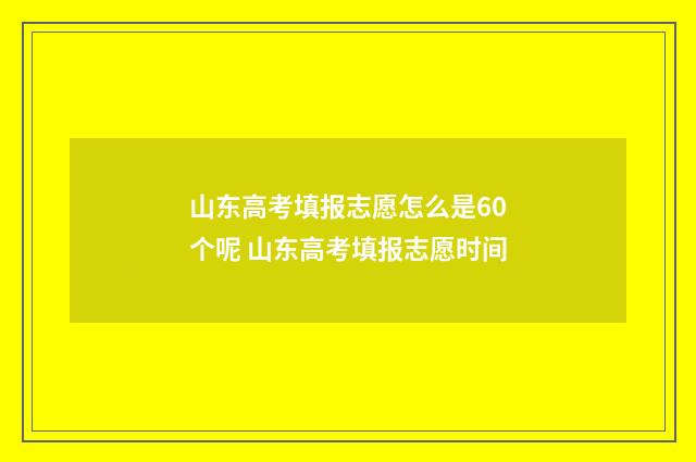 山东高考填报志愿怎么是60个呢 山东高考填报志愿时间