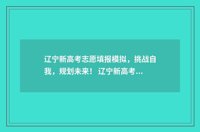 辽宁新高考志愿填报模拟，挑战自我，规划未来！ 辽宁新高考志愿表范例