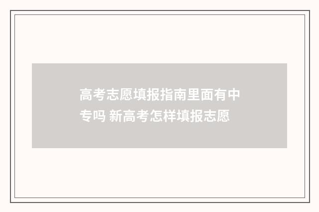 高考志愿填报指南里面有中专吗 新高考怎样填报志愿