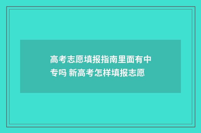 高考志愿填报指南里面有中专吗 新高考怎样填报志愿