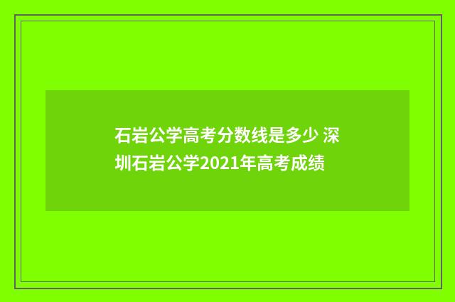 石岩公学高考分数线是多少 深圳石岩公学2021年高考成绩
