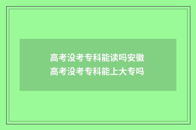 高考没考专科能读吗安徽 高考没考专科能上大专吗
