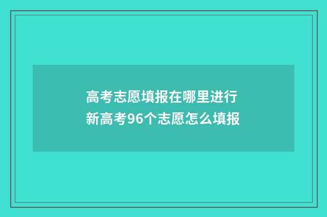 高考志愿填报在哪里进行 新高考96个志愿怎么填报