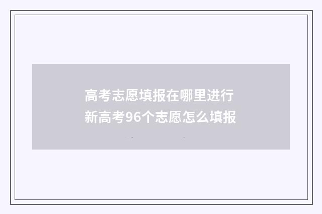 高考志愿填报在哪里进行 新高考96个志愿怎么填报