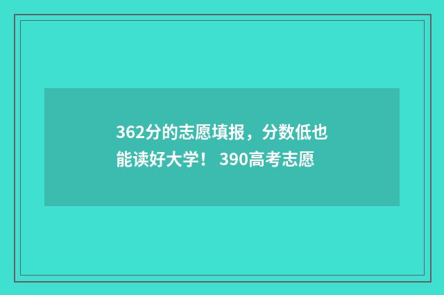 362分的志愿填报,分数低也能读好大学! 390高考志愿