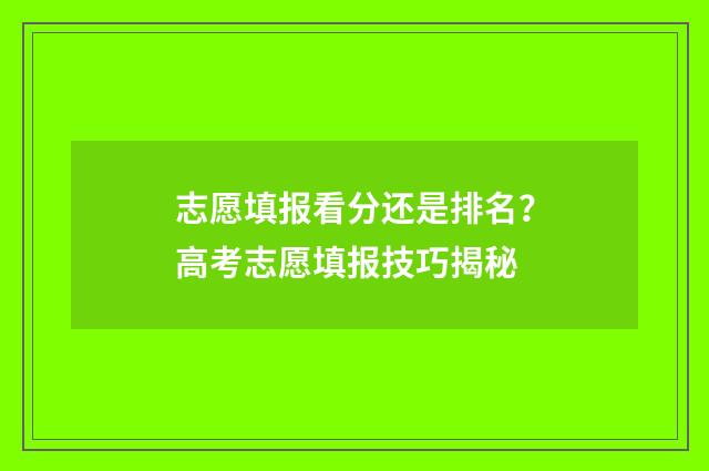 志愿填报看分还是排名？高考志愿填报技巧揭秘