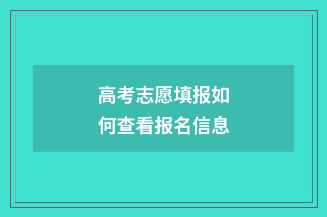 高考志愿填报如何查看报名信息