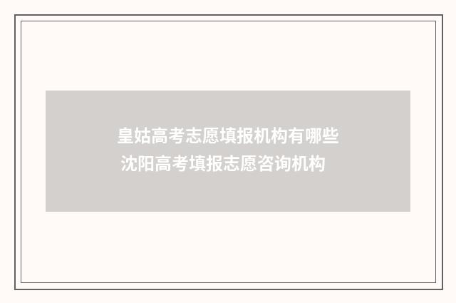 皇姑高考志愿填报机构有哪些 沈阳高考填报志愿咨询机构