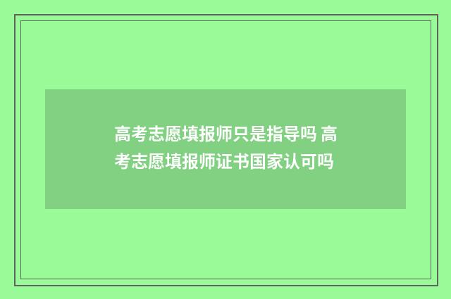 高考志愿填报师只是指导吗 高考志愿填报师证书国家认可吗