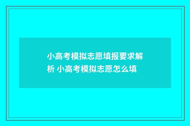 小高考模拟志愿填报要求解析 小高考模拟志愿怎么填
