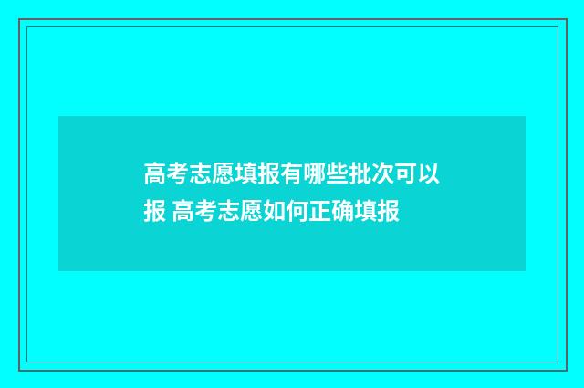 高考志愿填报有哪些批次可以报 高考志愿如何正确填报