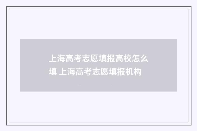上海高考志愿填报高校怎么填 上海高考志愿填报机构