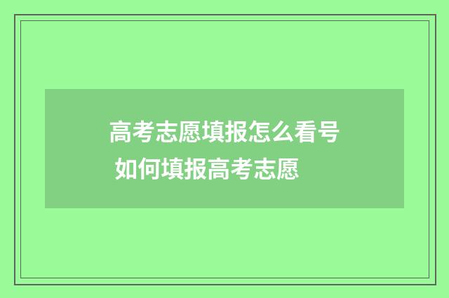 高考志愿填报怎么看号 如何填报高考志愿