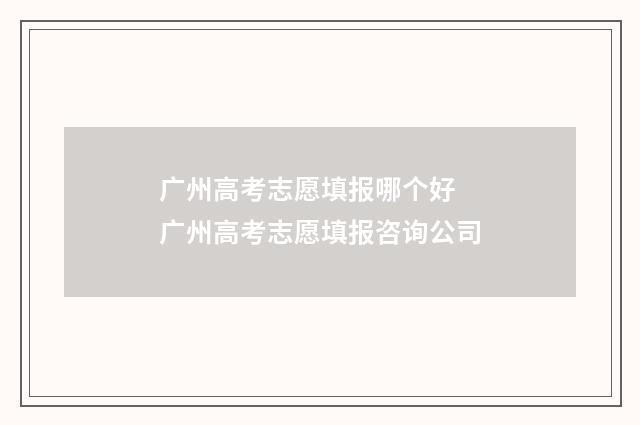 广州高考志愿填报哪个好 广州高考志愿填报咨询公司