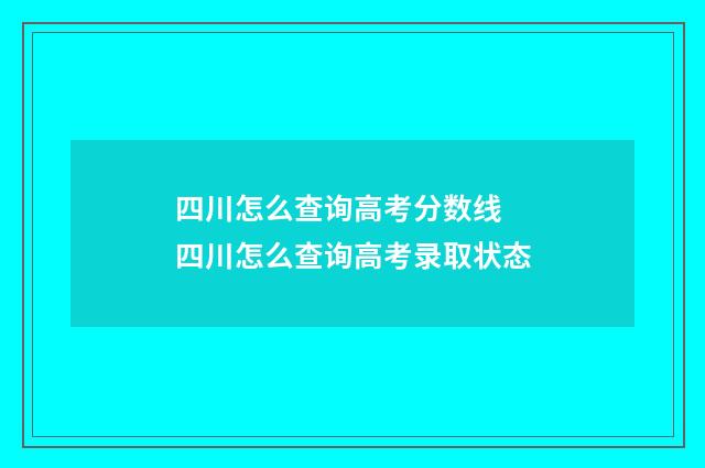 四川怎么查询高考分数线 四川怎么查询高考录取状态