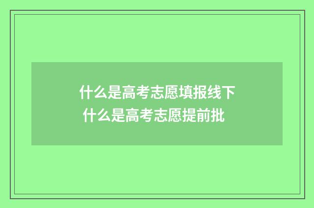 什么是高考志愿填报线下 什么是高考志愿提前批