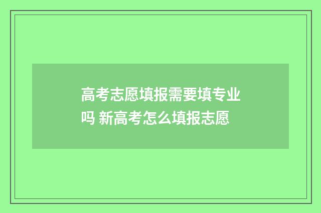 高考志愿填报需要填专业吗 新高考怎么填报志愿
