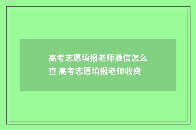 高考志愿填报老师微信怎么查 高考志愿填报老师收费