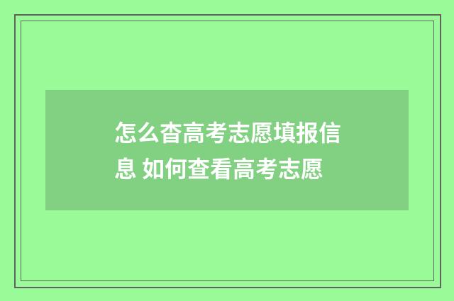 怎么杳高考志愿填报信息 如何查看高考志愿