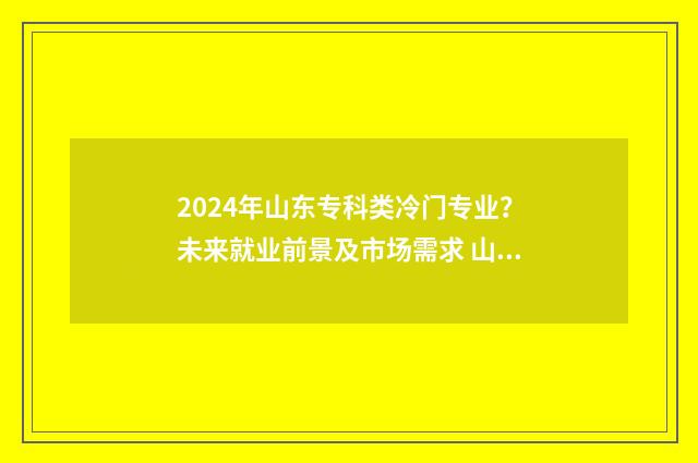 2024年山东专科类冷门专业？未来就业前景及市场需求 山东单招公办专科