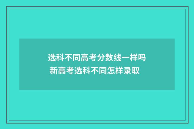 选科不同高考分数线一样吗 新高考选科不同怎样录取