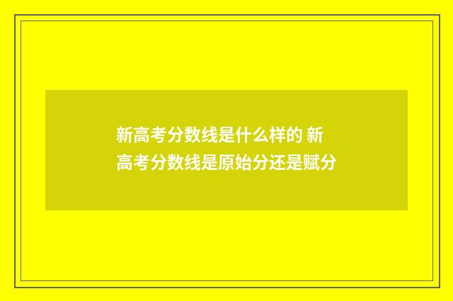 新高考分数线是什么样的 新高考分数线是原始分还是赋分