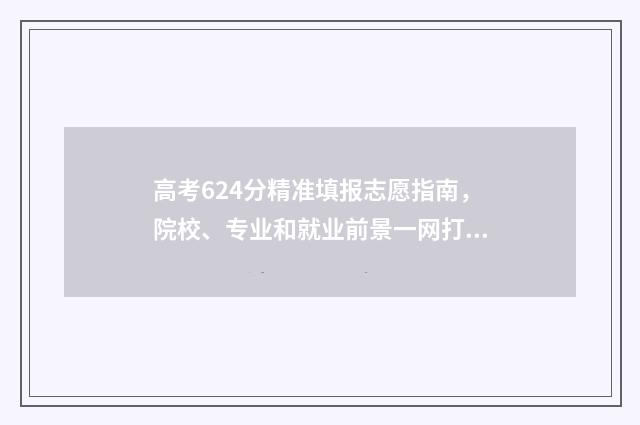 高考624分精准填报志愿指南，院校、专业和就业前景一网打尽 高考624分什么概念
