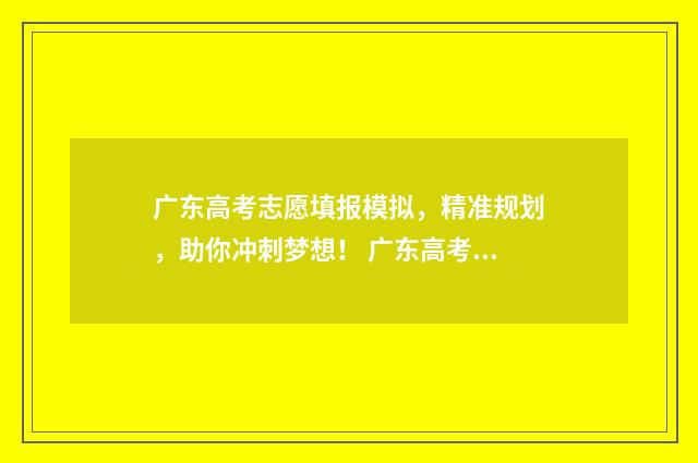 广东高考志愿填报模拟,精准规划,助你冲刺梦想! 广东高考志愿填报模板