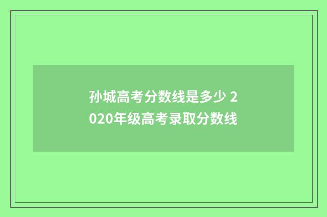 孙城高考分数线是多少 2020年级高考录取分数线