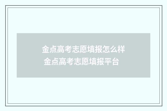 金点高考志愿填报怎么样 金点高考志愿填报平台