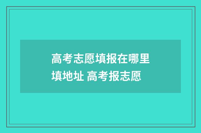 高考志愿填报在哪里填地址 高考报志愿