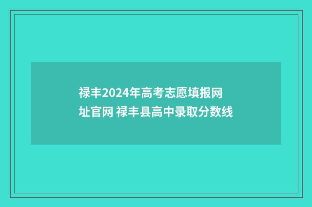 禄丰2024年高考志愿填报网址官网 禄丰县高中录取分数线