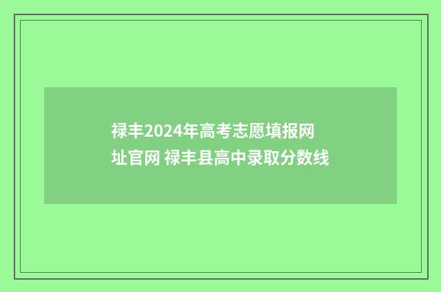禄丰2024年高考志愿填报网址官网 禄丰县高中录取分数线